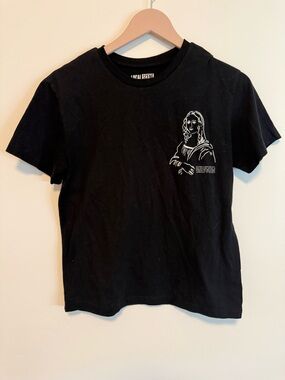 Black Graphic Tee with Mona Lisa